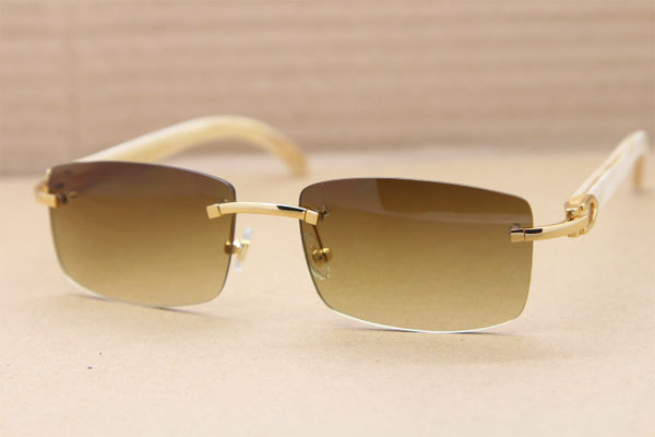 Hot Cartier CT 8200757 Rimless Original White Genuine Natural  Sunglasses Size:56