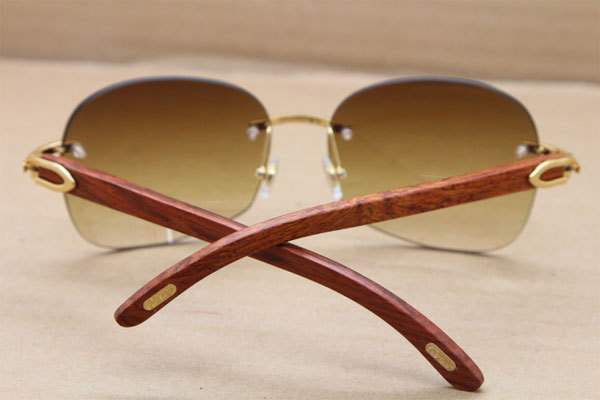 Cartier CT 8100908 Rimless T8100907 Original Wood Sunglasses