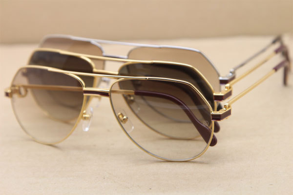 CT Men luxury brand Hot Sunglasses Metal 1182503 Sunglasses in Gold Mix Wine Brown Lens