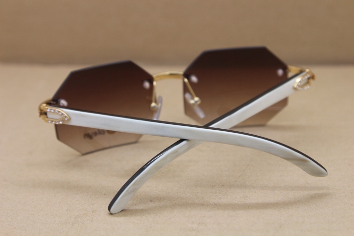New T8307002 Big designer sunglasses Rimless Black White Buffalo Horn Glasses