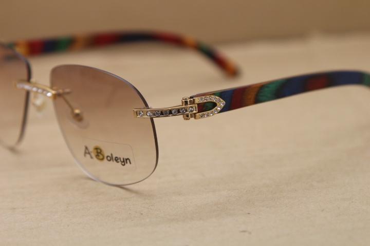 gold wood glasses frames Women sunglasses brand designer with logo and box