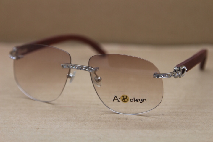 gold wood glasses frames Rimless T8100928 Wood Sunglasses Big Diamond Glasses