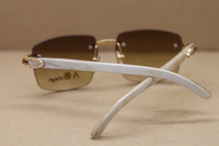 New Rimless T8300816 Big Diamond glasses Brand White Genuine horn Sunglasses designer glasses