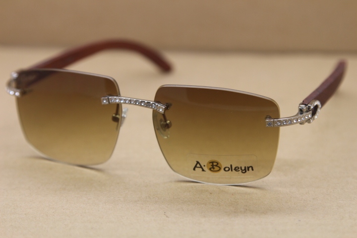 Men Women T8300816 Rimless Big diamond Sunglasses Brand designer Glasses