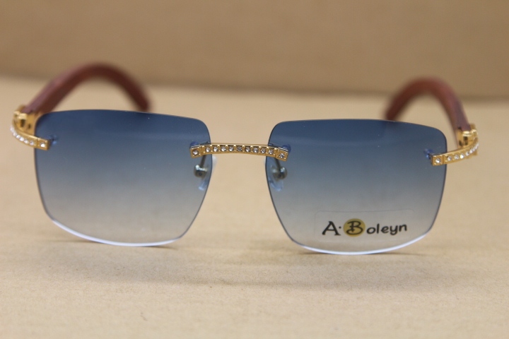 Men Women T8300816 Rimless Big diamond Sunglasses Brand designer Glasses