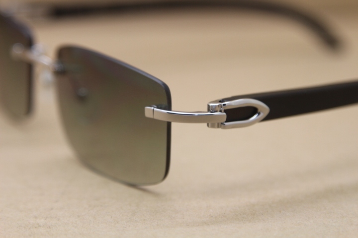Cartier CT 8200757 Men famous brand Original Black Genuine Buffalo horn 8200758 Rimless Sunglasses