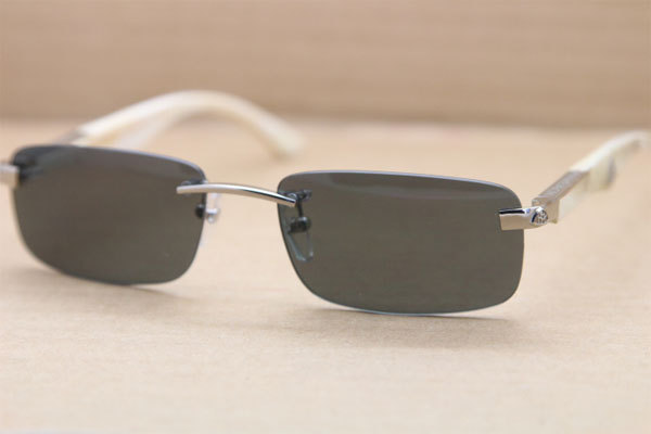 New Fashion THE ARTIST White Buffalo Horn Sunglasses Maybach Rimless Brand Glasses