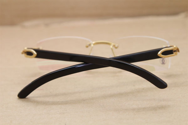 Cartier Rimless T8100903 Black Buffalo Horn Original Optical in Gold