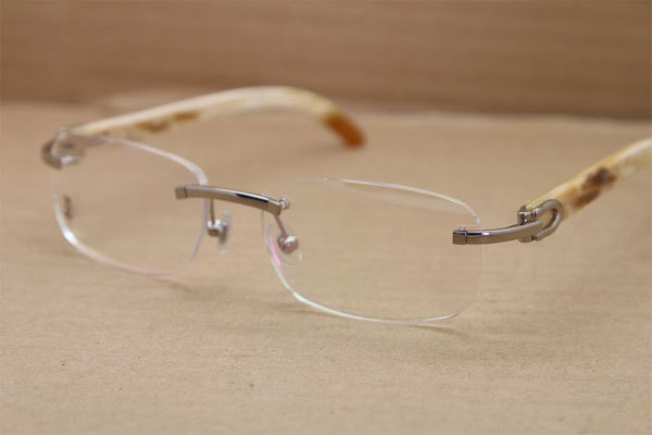 Cartier Rimless T8100864 White Genuine Natural Buffalo Horn Original Eyeglasses in Gold