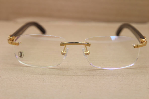 Cartier Rimless T8100864 Black Buffalo Horn Original Eyeglasses in Gold or Silver