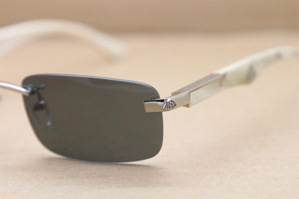 New Fashion THE ARTIST White Buffalo Horn Sunglasses Maybach Rimless Brand Glasses