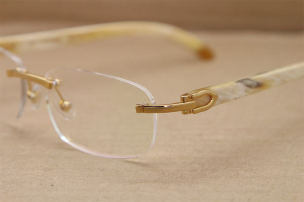 Cartier Rimless T8100864 White Genuine Natural Buffalo Horn Original Eyeglasses in Gold