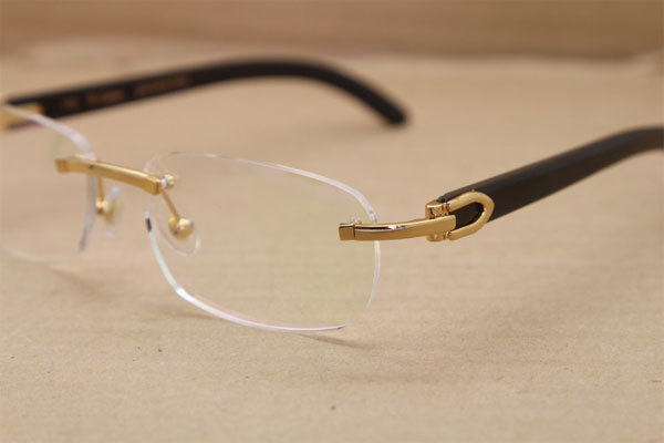 Cartier Rimless T8100864 Black Buffalo Horn Original Eyeglasses in Gold or Silver