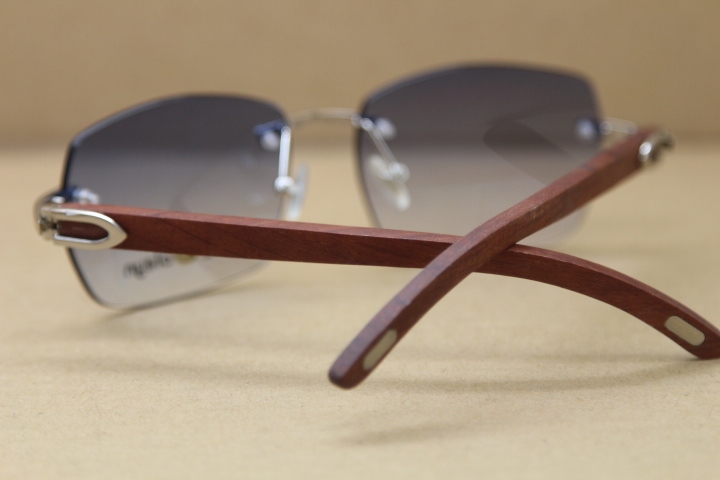Cartier Rimless Sunglasses T8100905 High Quality Fashion Sunglasses Wooden Glasses Rimless gold wood glasses in Gold Brown Lens