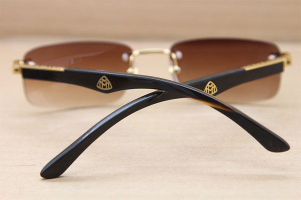 New Fashion THE ARTIST Rimless Sunglasses Men Brand Black Buffalo Horn Sunglasses sun glasses Maybach brand designer