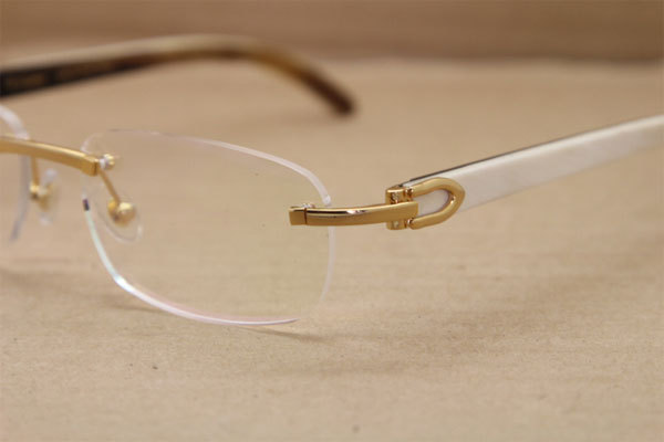 Cartier Rimless T8100864 Black Mix White Buffalo Horn Original Eyeglasses in Gold