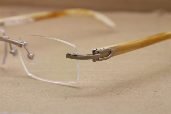 Cartier Rimless T8100903 Rimless White Genuine Natural Buffalo Horn Optical in Gold