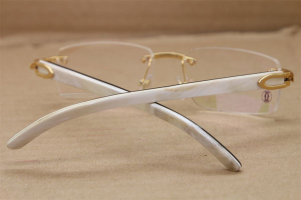 Cartier Rimless T8100907  Genuine White Inside Black Buffalo Horn Optical in Gold