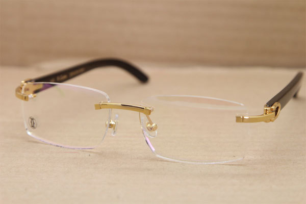 Cartier Rimless T8100907 Genuine Black Buffalo Horn Optical in Gold