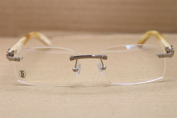 Cartier Rimless T8100903 Rimless White Genuine Natural Buffalo Horn Optical in Gold