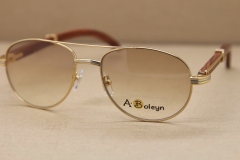 Hot 569 Round Metal Glasses Women or Men Brand  Wood Sunglasses luxury designer Glasses