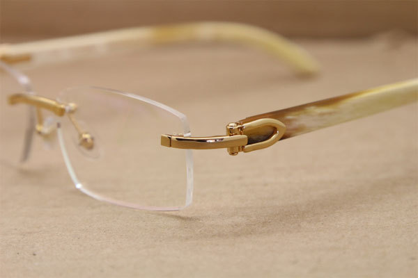 Cartier Rimless T8100903 Rimless White Genuine Natural Buffalo Horn Optical in Gold