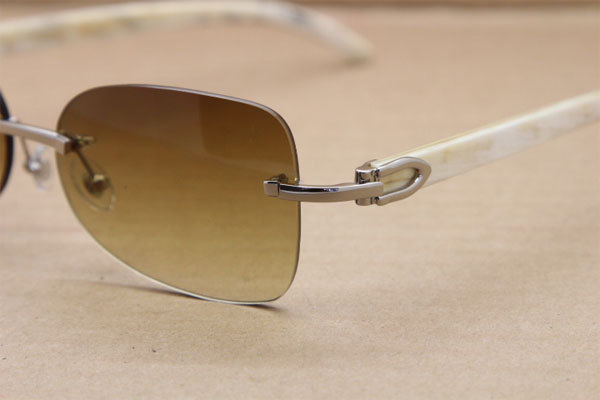 sunglasses T8100864 men luxury brand designer Rimless White Buffalo Horn Glasses Genuine Natural Sunglasses