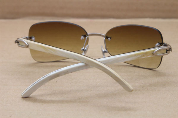 Genuine Natural Buffalo horn White inside Black Rimless Sunglasses Rimless Butterfly T8100864 Brand Glasses