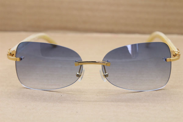 sunglasses T8100864 men luxury brand designer Rimless White Buffalo Horn Glasses Genuine Natural Sunglasses