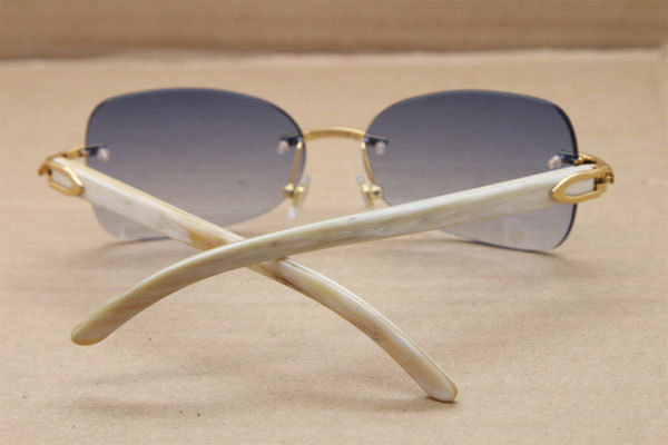 sunglasses T8100864 men luxury brand designer Rimless White Buffalo Horn Glasses Genuine Natural Sunglasses