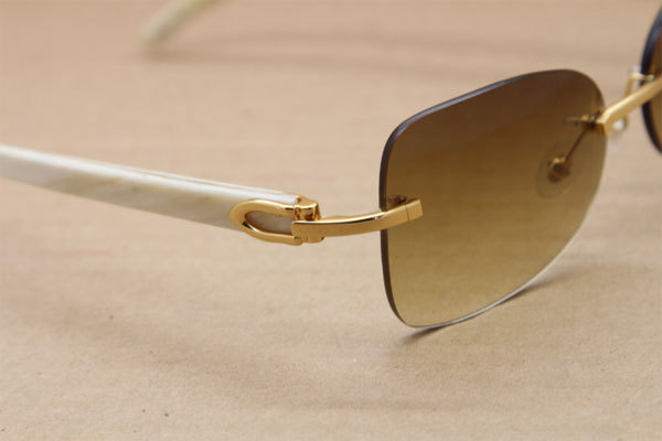 sunglasses T8100864 men luxury brand designer Rimless White Buffalo Horn Glasses Genuine Natural Sunglasses