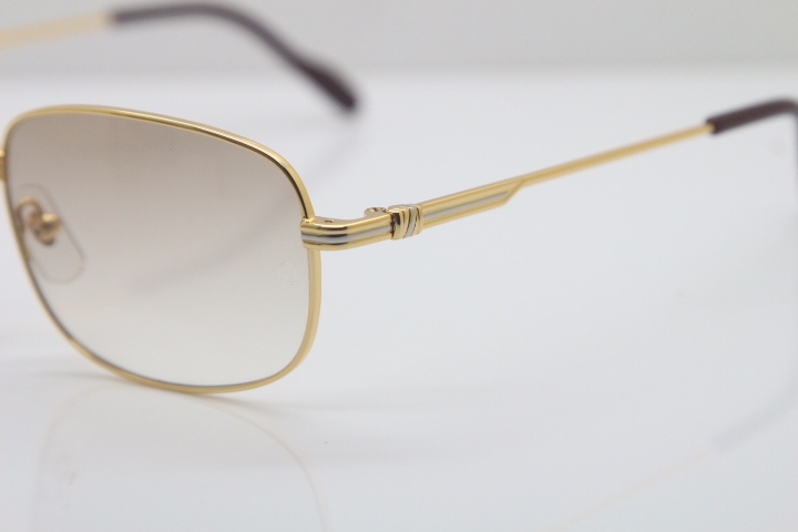 Cartier CT Metal 1188006 Sunglasses in Gold Mix Silver Brown Lens New luxury brand Sunglasses