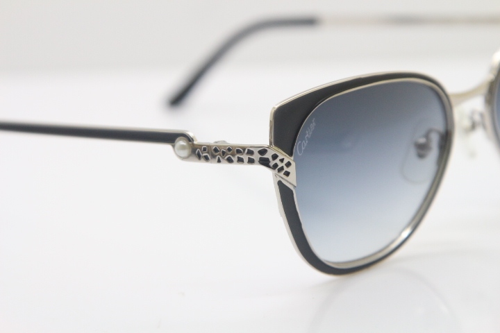 Cartier CT Hot Metal 6338248 Original Sunglasses in Black Silver Brown Lens New luxury brand Sunglasses 