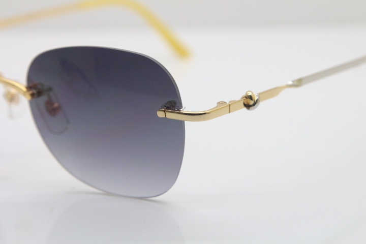 Carter CT Metal Rimless 6725358 Sunglasses in Gold Mix Silver Brown Lens New luxury brand Sunglasses