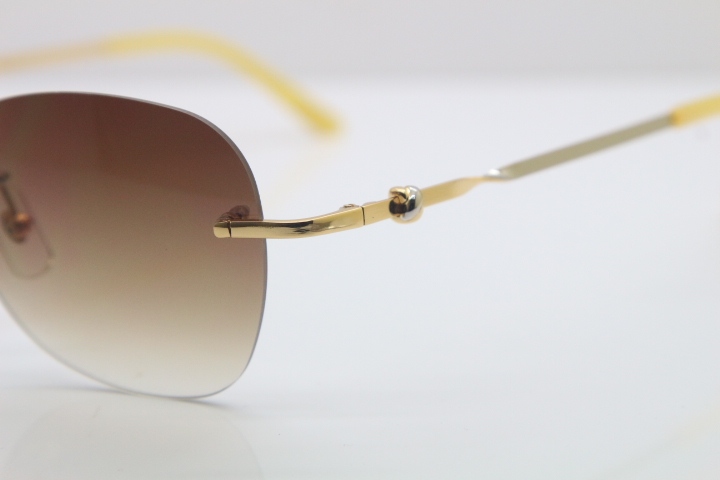 Carter CT Metal Rimless 6725358 Sunglasses in Gold Mix Silver Brown Lens New luxury brand Sunglasses