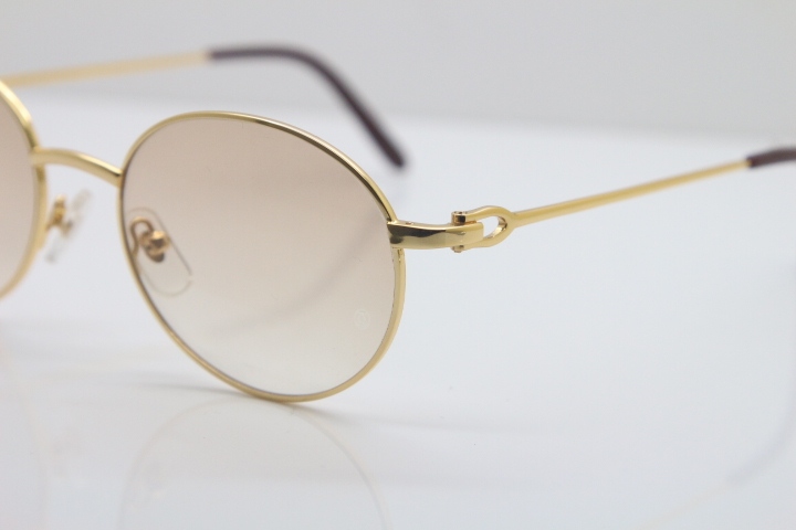 Cartier CT Metal 6410163 Sunglasses Gold Brown Lens 