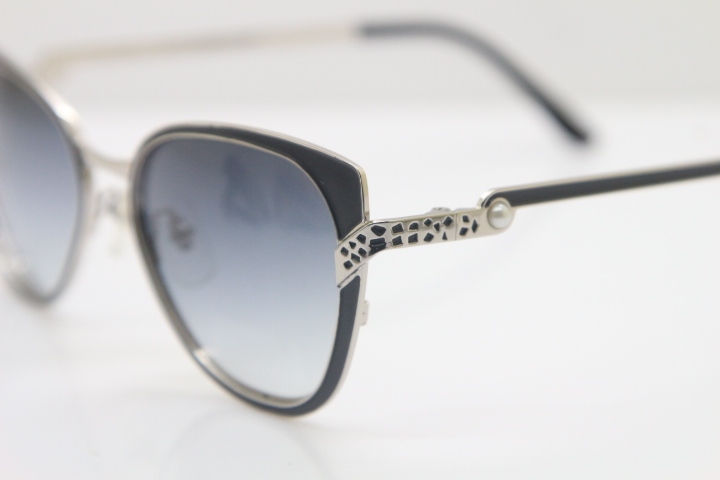 Cartier CT Hot Metal 6338248 Original Sunglasses in Black Silver Brown Lens New luxury brand Sunglasses 