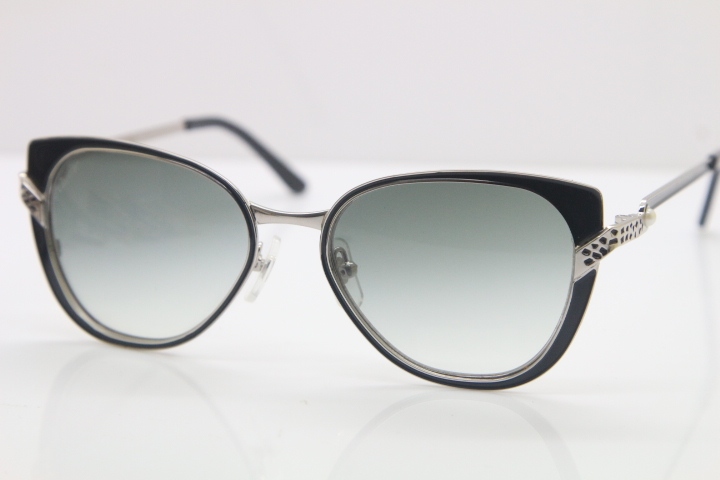 Cartier CT Hot Metal 6338248 Original Sunglasses in Black Silver Brown Lens New luxury brand Sunglasses 