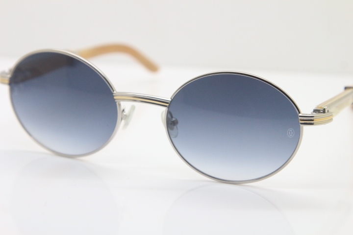 Cartier Hot 7550178 Sunglasses Vintage White Genuine Natural Sun Glasses Original Wholesale Metal Material Size:57