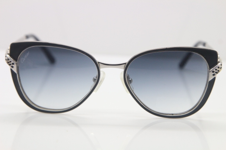 Cartier CT Hot Metal 6338248 Original Sunglasses in Black Silver Brown Lens New luxury brand Sunglasses 