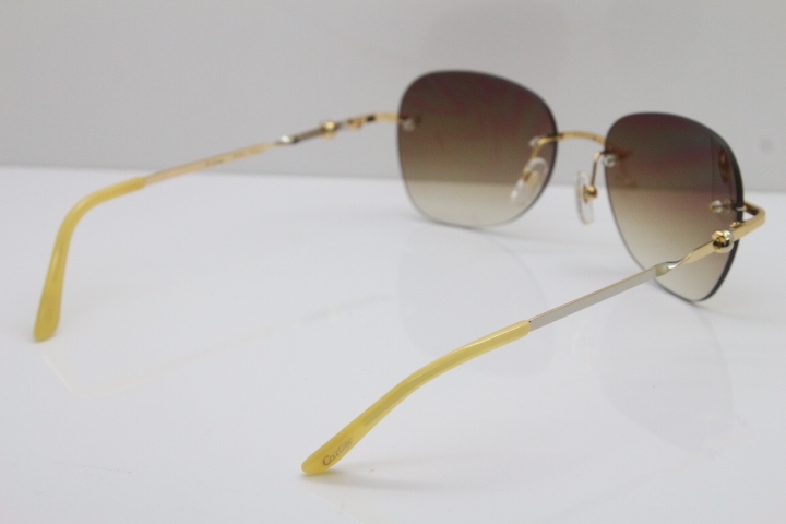 Carter CT Metal Rimless 6725358 Sunglasses in Gold Mix Silver Brown Lens New luxury brand Sunglasses