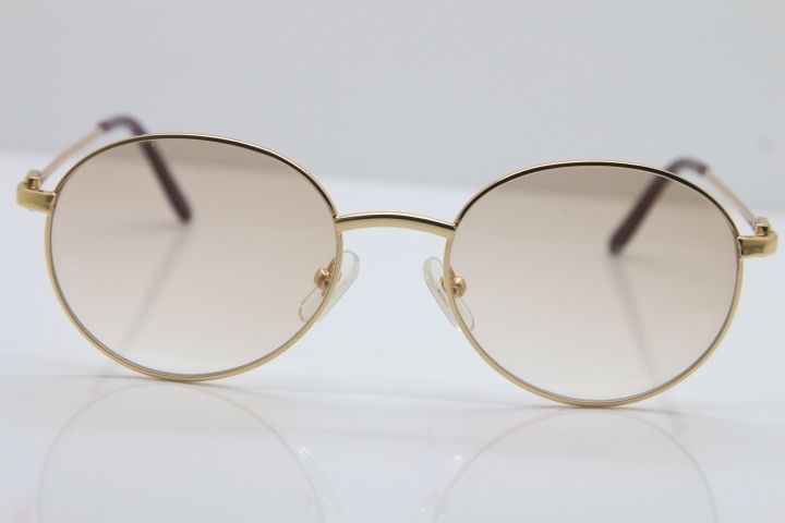 Cartier CT Metal 6410163 Sunglasses Gold Brown Lens 