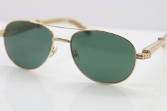Cartier CT Diamond 569 White Genuine Natural Original Buffalo horn Sunglasses Gold Dark Lens