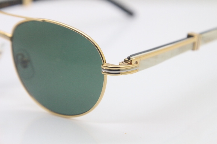 Cartier 569 Black Mix White Genuine Natural Limited edition Sunglasses in Gold Brown Lens