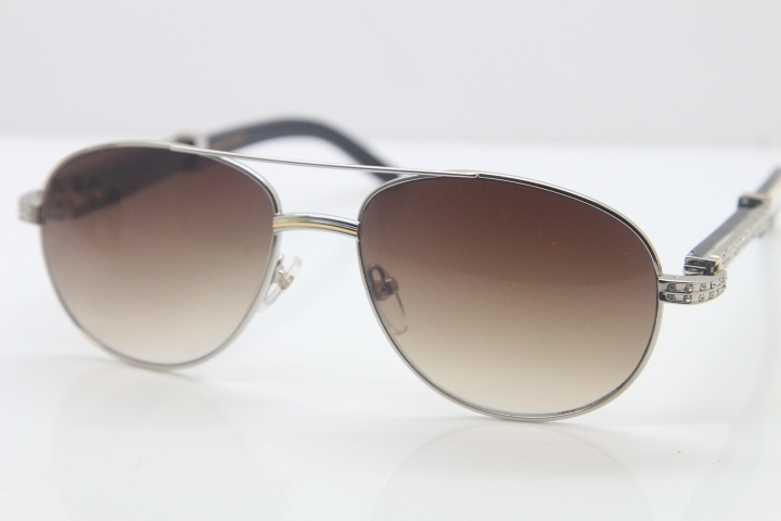 Carter CT Diamond 569 Black Mix White Genuine Natural Original Buffalo horn Sunglasses Gold Brown Lens Limited edition