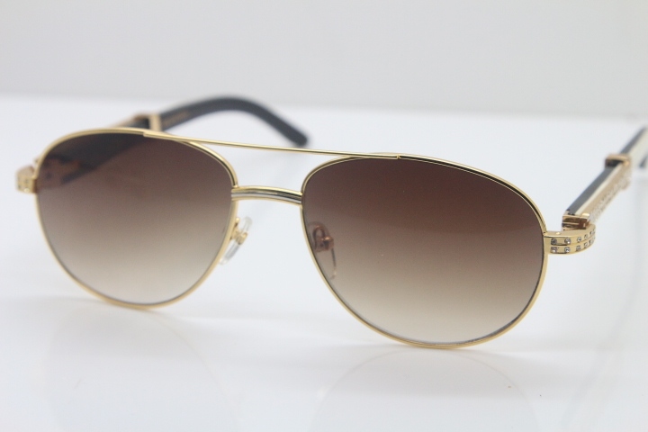 Carter CT Diamond 569 Black Mix White Genuine Natural Original Buffalo horn Sunglasses Gold Brown Lens Limited edition