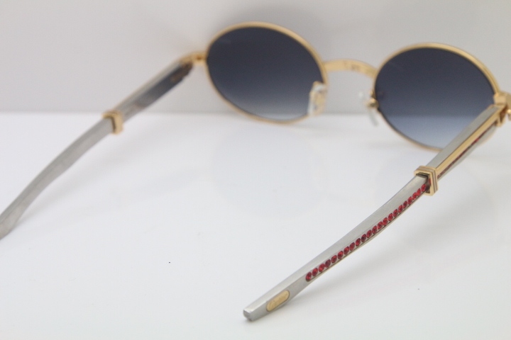 Cartier 7550178 luxury brand 18K Gold sunglasses Vintage Sun Glasses Original Stainless Steel Red Smaller/Big Stones Sunglasses in Gold Brown Lens