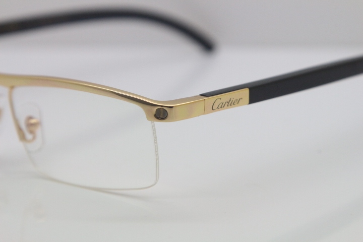 Cartier Optical 4581369 Black Buffalo Horn Eyeglasses