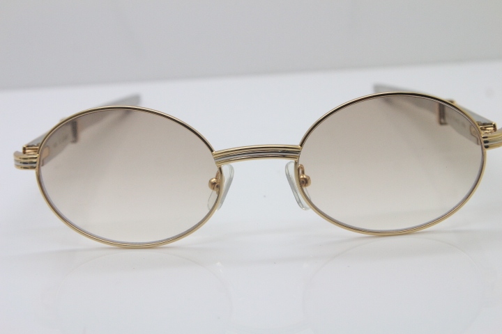Hot Cartier 7550178 luxury brand 18K Gold sunglasses Vintage Sun Glasses Original Stainless Steel Red Smaller/Big Stones Sunglasses in Gold Brown Lens