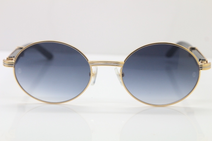 Wholesale Cartier CT 7550178 Vintage Sunglasses Original Black Buffalo horn Sun Glasses in Size:57